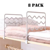Sooyee 8 PCS Acrylic Shelf Dividers,Perfect for Closets Kitchen Bedroom Cabinets Shelving Separators to Organize Clothes, Books,Towels and Hats, Purses,Thickened Wood Shelf Dividers, White