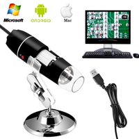 Mucool USB 2.0 Digital Microscope, Mini Pocket 500x Magnification Endoscope, with Carrying Case and Metal Stand Compatible with Window 7 8 10 Android Mac Linux (Black)