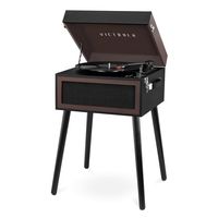 Victrola Bluetooth Record Player Stand with 3-Speed Turntable, Black and Brown