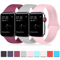 Pack 3 Compatible with Apple Watch Band for Men, Soft Silicone Band Compatible iWatch Series 4, Series 3, Series 2, Series 1 (Wine Red/Gray/Pink, 38mm/40mm-S/M)