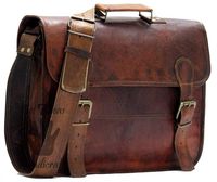 16 Inch Vintage Handmade Leather Messenger Bag for Laptop Briefcase Best Computer Satchel School Distressed Bag