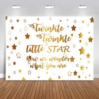 Sensfun 7x5ft Vinyl Golden Glittering Twinkle Little Star White Photography Backdrop Baby Shower Background Newborn Studio Photo Booth