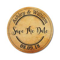 Darling Souvenir Round Double Calligraphy Border Save The Date Stickers Personalized Bride Groom Names and Date Envelope Seals 45 Pcs
