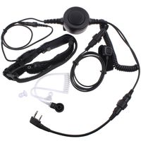 TENQ Professional Tactique Military Police FBI Bodyguard Forehead/Throat Mic Microphone Large Armpit PTT Covert Acoustic Tube Earpiece Headset with Finger PTT for 2-pin Kenwood Baofeng Wouxun Radio