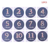 12 Pcs/Set Newborn Commemorative Monthly Floral Digital Sticker Photo Props Baby Month Photography Stickers