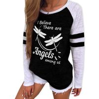 Women Long Sleeve Blouse Winter Fashion Dragonfly and Letter Printing Crew Neck Soft Long Sleeve Tops Pullover Casual Blouse Sweatshirt Tunic T-Shirt 2019 New, Viviplus Clothing