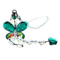 H&D Car Charms Rear View Mirror Accessories,Crystals Ornaments Chandelier Crystals Hanging Prisms Fengshui Suncatcher Rainbow Pendant Maker Car Charm (Green)
