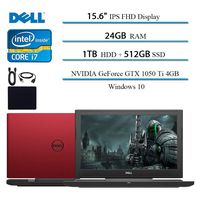 2019 Dell G5 15.6" FHD 1920x1080 Gaming Laptop Computer, Intel Hexa-Core i7-8750H, 2.2GHz, up to 4.10GHz, 24GB DDR4 RAM, 1TB HDD + 512GB SSD, GTX 1050 TI 4GB, Red, Windows 10 w/ Hesvap Accessories