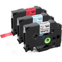 Replace P-Touch TZe Tape Extra Strength 12mm 0.47 Inch (Black/Blue on White + Black on Red) TZe-S231 TZe-S233 TZe-S431 Compatible with Brother P Touch Label Maker, 3-Pack