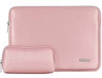 15 Inch PU Leather Laptop Sleeve Bag Padded Frosted Protective Notebook Computer Case Cover for MacBook Pro MacBook Air Chromebook Acer Dell HP Samsung Sony (Light Purple)