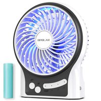 OPOLAR Portable Travel Mini Fan with 3-13 Hours Battery Life for Camping, Personal Battery Operated or USB Powered Handheld Fan, Internal Blue and Side Light, 3 Speeds, Quiet, Rechargeable