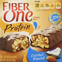 Fiber One Coconut Almond Chewy PROTEIN Bars Box of 5 Individually Wrapped Bars 5.85 Oz.- 2 Pack