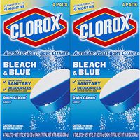 Clorox Automatic Toilet Bowl Cleaner, Bleach & Blue, Rain Clean Scent, 2.47 Ounces, 8 Pack (Packaging May Vary)