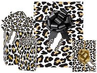 All in One Gift Wrapping Set Wrapping Paper Gift Bags Matching Tissue Paper Pull Bows and Tags (Leopard)