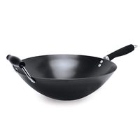 Ecolution Non-Stick Carbon Steel Wok with Soft Touch Riveted Handles, 14",Black
