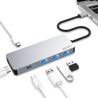 EQUIPD USB C Hub, Aluminum USB Type C Adapter with 87W USB-C PD Charging Port, 4K HDMI Output, 3 USB 3.0 Ports, USB-C Port, Compatible MacBook Pro 13" 15", MacBook Air 13", MacBook and More - Grey