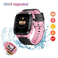 Eleoption Kids Smart Watches GPS Tracker Phone Call for Boys Girls Digital Wrist Watch, Sport Smart Watch, Touch Screen Cellphone Camera Anti-Lost SOS Learning Toy for Kids Gift (Black&Pink)