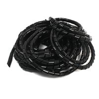 10mm x 6M Spiral Cable Wire Wrap Band Computer Manage Cord Black