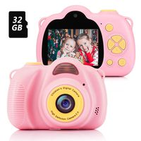 Fede Kids Digital Camera with 32GB TF Card, Rechargeable Selfie Camera, Digital Child Camcorder with 2.0 inches Screen, HD 8MP/1080P Dual Lens, Birthday Gifts for Boys and Girls(Pink)