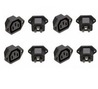 GFORTUN 8PCS AC 250V 10A IEC 320 C13 Panel Mount Female Inline Power Outlet Connector Socket Plug Adapter 3 Pin