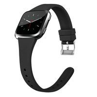 Tobfit Silicone Slim Band Compatible for Fitbit Versa/Lite/SE, Narrow & Thin Sport Wristband with Metal Buckle for Women/Men, Black, Small