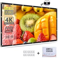 Hzgang 120inch Projector Screen Indoor Outdoor Portable Movie Screens 16:9 HD Projection 4K Home Theater Gaming Office Presentation Education Outdoor Indoor Public Display Screen