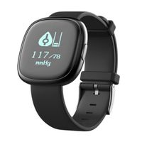 NQFL KPulsmesser Smart Heart Rate Blood Pressure Oxygen Monitoring Sport Bluetooth Bracelet Disc Touch Screen Weather Alert Watch,B