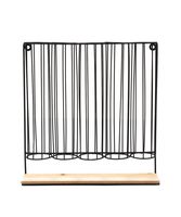 Mind Reader WMNT5C-BLK Wall Mount Single Serve Dispenser 5 Compartments, 35 Coffee Pod Capacity, 12.5" W x 12.75" H, Black/Bamboo