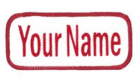 Name patch Uniform or work shirt personalized Identification tape Embroidered Sew On or Hook Fastener, RED Ariel, Hook Fastener