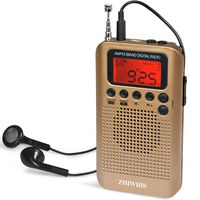 ZHIWHIS Mini LCD AM FM Battery Operated Portable Pocket Radio with Built-in Speaker and 3.5mm Headphone Jack, Powered by 2AAA Battery Digital Alarm for Walking,Travel