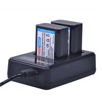 PowerTrust NP-FW50 2-Pack Replacement Battery and LCD Dual USB Charger for Sony Alpha a6500, a6300, a6000, NEX-7, NEX-5N, NEX-F3, NEX-3D, NEX-3DW, NEX-3K, NEX-5C, NEX-5DB, Alpha 7R II Camera