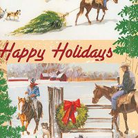 Cowboy Christmas Wrapping Paper Roll, 2 feet x 20 feet, Happy Holidays Western Gift Wrap with Cowboys, WRAP & Revel® R