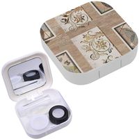 Portable Contact Lens Case Box Travel Kit Mirror + Bottle + Tweezers Container Holder [ Tiles Decor ]