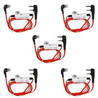 KENMAX Earpiece Headset Red for 2 PIN Baofeng BF-F8HP GT-3 BF-F9V2+ UV-6R UV-5X GT-1 Wouxun KG-UV8D KG-UV6D KG-UV899 (5 Pack)