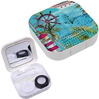 Portable Contact Lens Case Box Travel Kit Mirror + Bottle + Tweezers Container Holder [ Adventure Marine ]