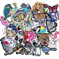 Libiline Kid Embroidered Flamingo Owl Panda Fish Dog Cat Bird Bear Butterfly Bee Patch Sew On/Iron On Patch Applique Clothes Dress Plant Hat Jeans Sewing Flowers Applique DIY Accessory (Animals)