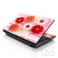 LSS Laptop 17-17.3" Skin Cover with Colorful Red Daisy Floral Pattern for HP Dell Lenovo Apple Asus Acer Compaq - Fits 16.5" 17" 17.3" 18.4" 19" (2 Wrist Pads Free)