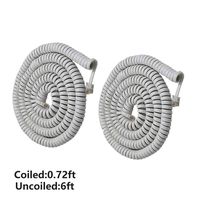 Telephone Phone Handset Cable Cord,Uvital Coiled Length 0.72 to 6 Feet Uncoiled Landline Phone Handset Cable Cord RJ9/RJ10/RJ22 4P4C(White,2 PCS)