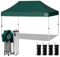 Eurmax 10'x15' Ez Pop Up Canopy Tent Commercial Instant Canopies with Heavy Duty Roller Bag,Bonus 4 Sand Weights Bags (Forest Green)