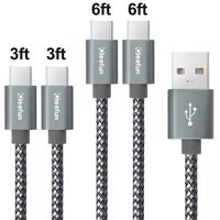 [4-Pack] USB Type C Cable [3/3/6/6 ft], CLEEFUN Fast Charge USB-C Charger Nylon Braided Charging Cord for Samsung Galaxy S10e S10 S8 S9 Plus Note 9 Note 8, LG G7 G6 V30 V20, Pixel 2 XL, Moto G7 G6 Z2
