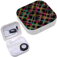 Portable Contact Lens Case Box Travel Kit Mirror + Bottle + Tweezers Container Holder [ Mosaic ]