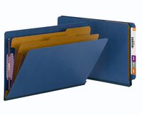 Smead End Tab Pressboard Classification File Folder with SafeSHIELD Fasteners, 2 Dividers, 2" Expansion, Legal, Dark Blue, 10 per Box (29784)