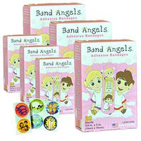 Band Angels Kids Bandaids Cute and Colorful Bandaids Kids Will Love with Bible Verse, 6 (20 Count) Boxes with Inspirational Stickers
