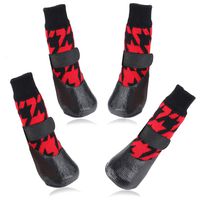 RilexAwhile Dog Shoes Boots Dog Socks Shoes for Dogs Cat Socks Waterproof Socks Non-Slip Soles Adjustable Dog Cat Paw Socks for Puppy Medium Large Dogs Cats Indoor Outdoor (XXL, Black and Red)
