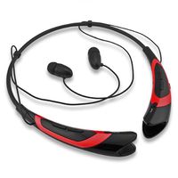 Wireless Universal Wireless Bluetooth Earphone 4.0 Music Stereo Earbuds Vibration Neckband Sports Hands-Free Headphone for Phone Call for iPhone iPad Samsung (Black-Red)