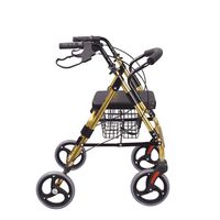 EGCLJ Elderly 4 Wheel Rollator Walker with Padded Seat, Lockable Brakes, Ergonomic Handles, and Shopping Basket, Limited Mobility Aid