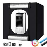 Heorryn Professional Photo Light Box, 32x32x32 Inches Portable Photo Studio Box Folding Shooting Tent Kit with Brightness Dimmable LED Lights & 3 Backdrops for Jewellery, Food, Shoes Photography etc