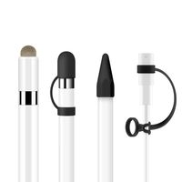 ZOVER [4-Piece] Compatible with Apple Pencil Fiber Cap as Stylus Apple Pencil Nib Cover Cable Adapter Tether, if Applicable iPad Pro 9.7" 10.5" 12.9" -Black
