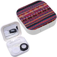 Portable Contact Lens Case Box Travel Kit Mirror + Bottle + Tweezers Container Holder [ Ethnic Tribal Art ]