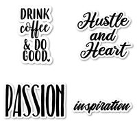 Hustle and Heart Passion Inspirational Drink Coffee Sticker Pack Motivational Stickers - 4 Pack - Laptop Stickers - for Laptop, Phone, Tablet Vinyl Decal Sticker (4 Pack) S211283